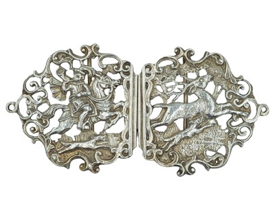 Lot 137 - A silver cast and pierced nurses' buckle by J. A. Campbell.