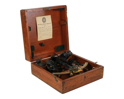Lot 739 - A Henry Hughes & Son, London, black lacquered and brass sextant.