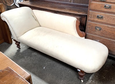Lot 3025 - A late Victorian walnut framed chaise longue,...