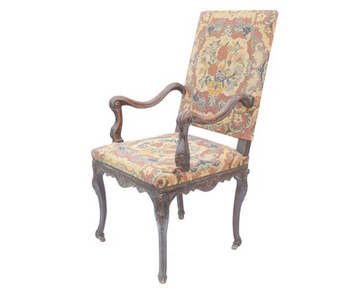 Lot 847 - A French 18th century walnut armchair.