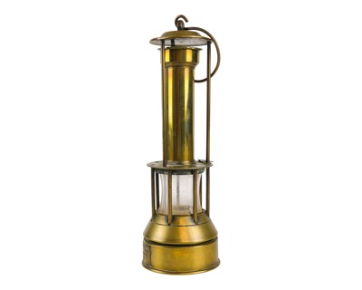 Lot 76 - A Rare Thornton & Sons brass Eloin's improved Miner's safety lamp.