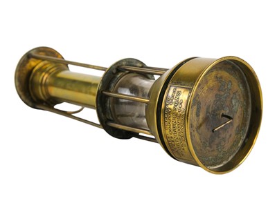 Lot 76 - A Rare Thornton & Sons brass Eloin's improved Miner's safety lamp.