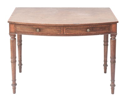 Lot 866 - A George IV mahogany and crossbanded bow front side table.