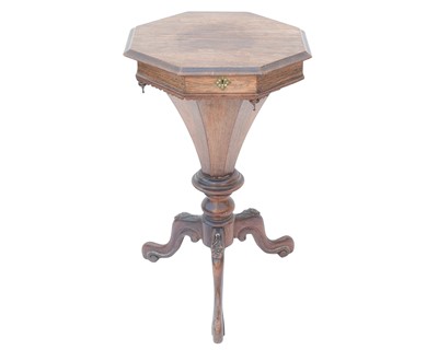 Lot 948 - A Victorian rosewood octagonal sewing table.