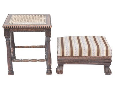 Lot 865 - A late Victorian oak framed footstool.