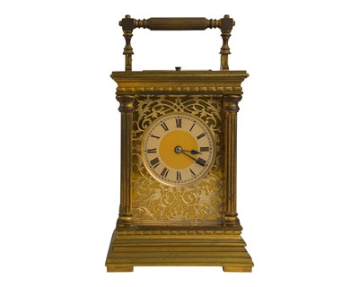Lot 749 - Maurice & Co, Paris, an eight day brass-cased carriage timepiece.