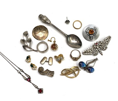 Lot 2502 - A 1930s paste set silver necklace, a paste set...