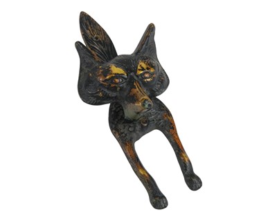 Lot 69 - A brass fox mask door knocker.