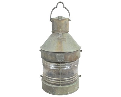 Lot 418 - A Meteorite ship's large copper masthead navigation lamp.