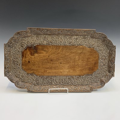 Lot 424 - An Indian carved wood tray, early 20th century,...