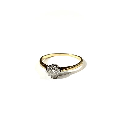 Lot 2366 - An 18ct gold ring set with a solitaire diamond...