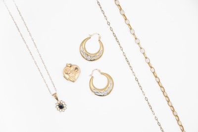 Lot 188 - A selection of 9k yellow gold jewellery.