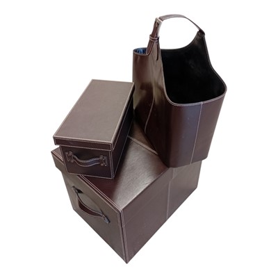 Lot 45 - A dark brown leather magazine bag with two...