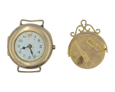 Lot 152 - A rose gold masonic swivel fob, and a 9k cased Swiss lady's wristwatch.
