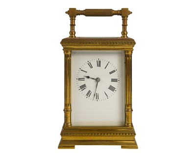 Lot 750 - A French brass cased carriage clock.