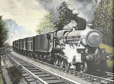 Lot 364 - K E Wells, a painting of BR 6990 Witherslack Hall.