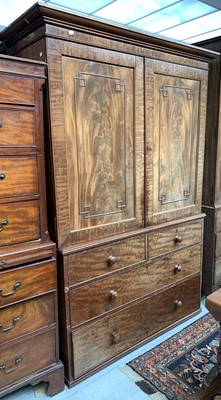 Lot 3184 - A Victorian mahogany linen press, the upper...