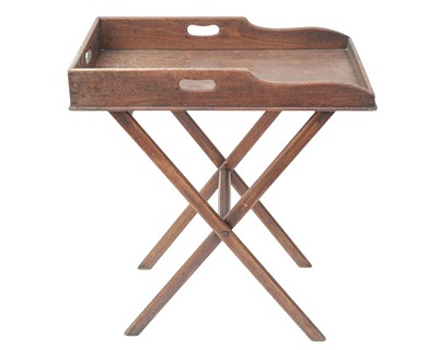 Lot 933 - A 19th century mahogany butler's tray on stand.