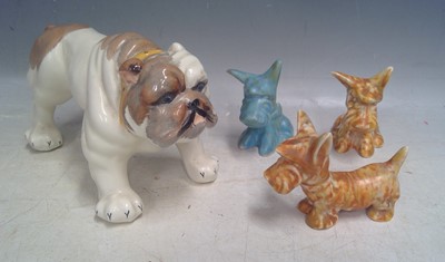 Lot 13 - A Crown Devon Bulldog and Three Crown Devon...