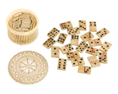 Lot 22 - Napoleonic bone miniature dominoes.