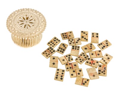 Lot 22 - Napoleonic bone miniature dominoes.