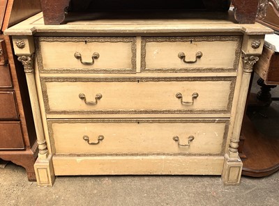 Lot 3132 - A 19th century painted pine chest, with...