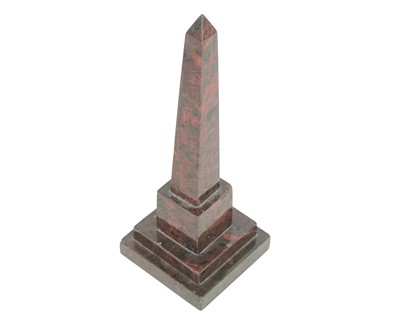 Lot 1 - A Cornish serpentine model of an obelisk.