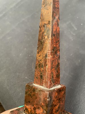 Lot 1 - A Cornish serpentine model of an obelisk.
