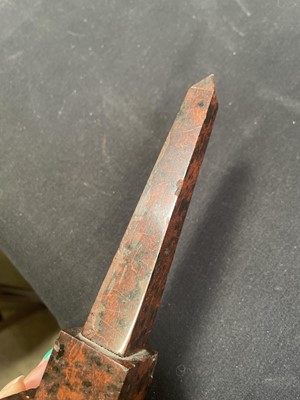 Lot 1 - A Cornish serpentine model of an obelisk.