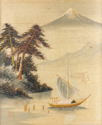 Lot 533 - A Japanese slkwork picture.