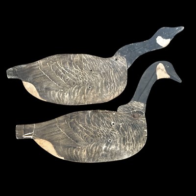 Lot 35 - Two vintage cardboard Canada Geese decoys,...