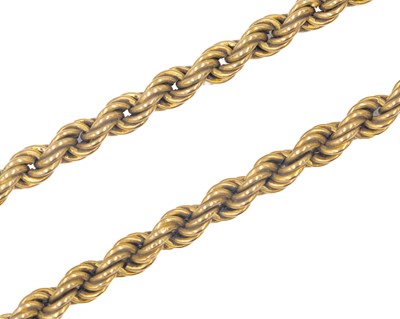 Lot 101 - A 9k hallmarked gold rope-twist 18.5" neck chain.