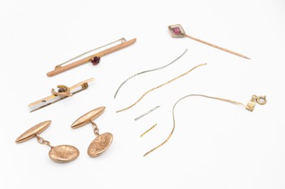 Lot 243 - A selection of 9k scrap gold jewellery.