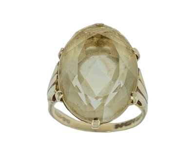 Lot 148 - A 9k hallmarked gold citrine set cocktail ring.