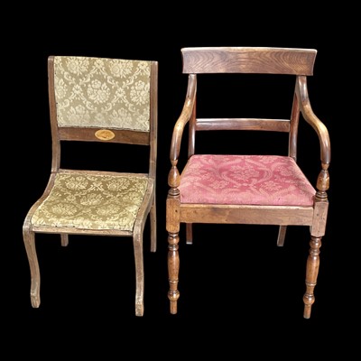 Lot 19 - Two Regency-style mahogany upholstered chairs.