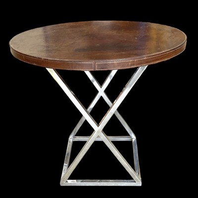 Lot 18 - A 1950s French leather and chrome table, 82cm...