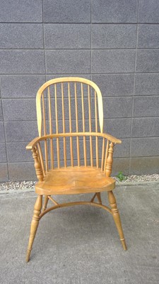 Lot 2 - An Elm, Windsor Style Spindle Back Armchair.