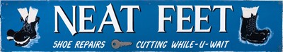 Lot 117 - Penzance interest; A painted shop sign 'Neat Feet'.