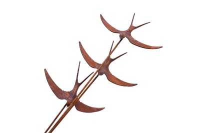 Lot 761 - A group of three wrought iron swallow garden ornaments.
