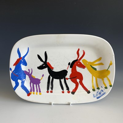 Lot 560 - Simeon STAFFORD (1956) Donkeys Painted plate...