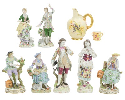 Lot 707 - Five Sitzendorf porcelain figures.