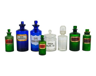 Lot 457 - Two Victorian blue glass pharmacy bottles.
