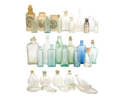Lot 454 - A collection of assorted pharmaceutical and other bottles and jars.