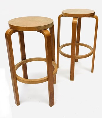 Lot 3119 - A pair of bentwood bar stools, after a design...