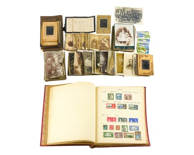 Lot 358 - Mixed lot of photographs, postcards and stamps.