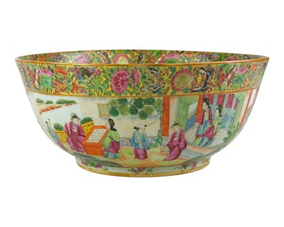 Lot 525 - A Chinese Canton porcelain punch bowl.