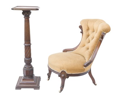 Lot 945 - A Victorian walnut nursing chair.
