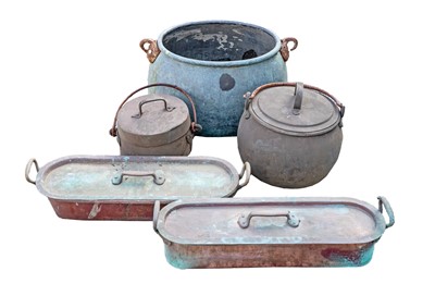 Lot 100 - Two copper fish kettles.
