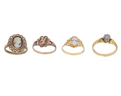 Lot 167 - A selection of four gold rings.
