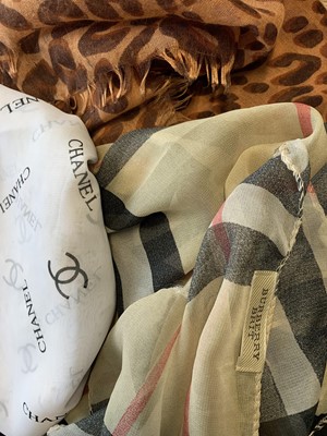 Lot 2850 - Three scarves, with fashion brand logos, L...